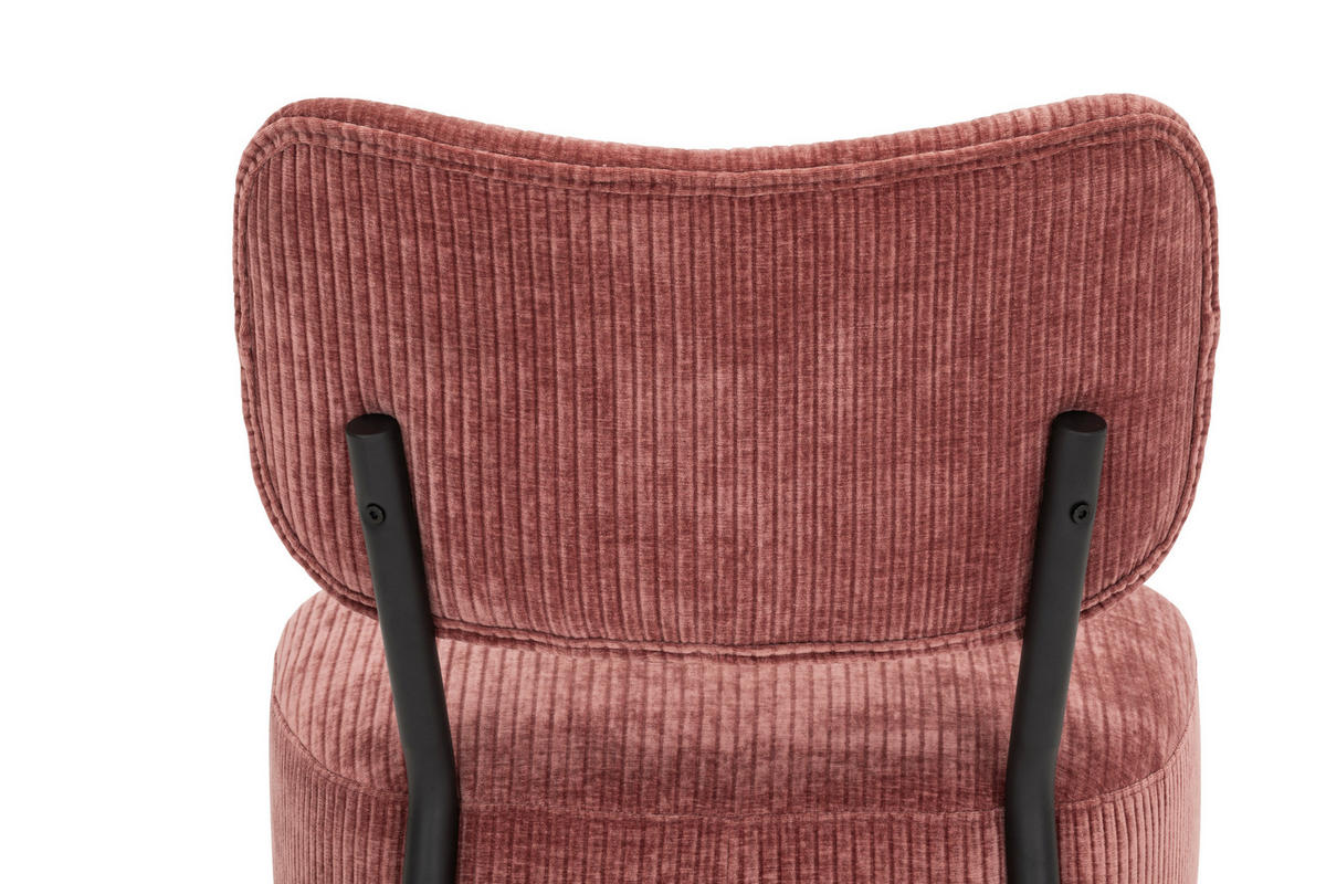 SESSEL in Cord Koralle  - Koralle/Schwarz, Design, Textil/Metall (62/76/65,5cm) - P & B