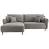 ECKSOFA Graubraun Cord  - Graubraun/Schwarz, Design, Textil/Metall (178/264-302cm) - Livetastic