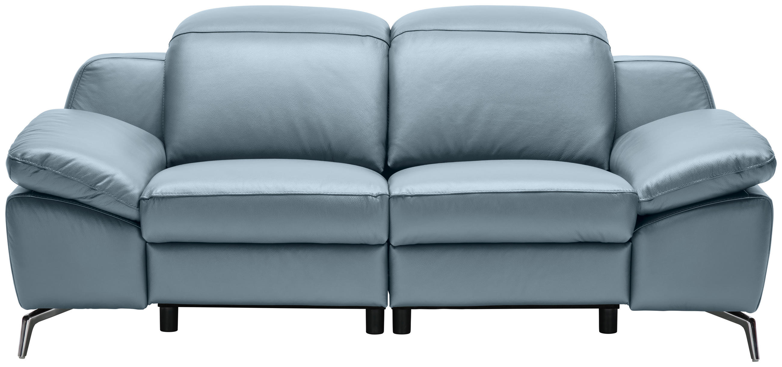 2-SITZER-SOFA Blaugrau Echtleder  - Chromfarben/Blaugrau, Design, Leder/Kunststoff (194/83-99/110cm) - Celina Home