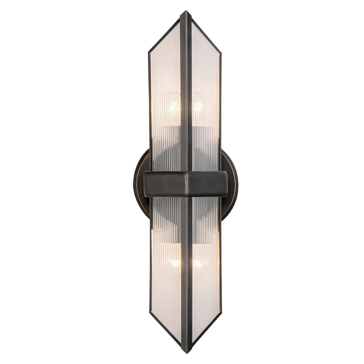 Thumbnail - Elstead Lighting Wandleuchte Alora, Bronze, Metall, Glas, 9.5x38.5 cm, RoHS, CE, Lampen & Leuchten, Innenbeleuchtung, Le...