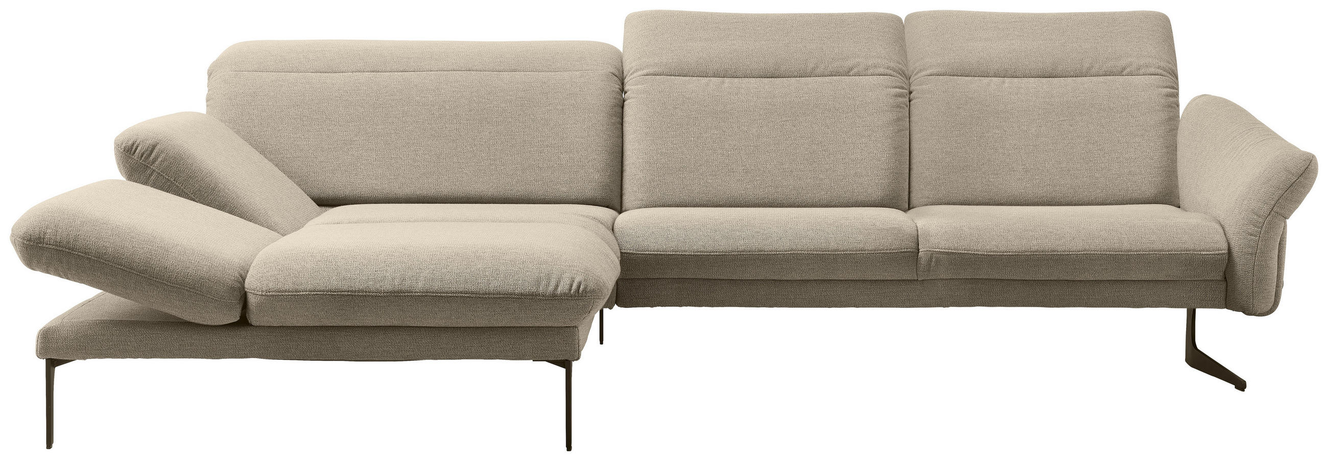 ECKSOFA in Webstoff Beige  - Anthrazit/Beige, Design, Textil/Metall (203/299cm) - Himolla