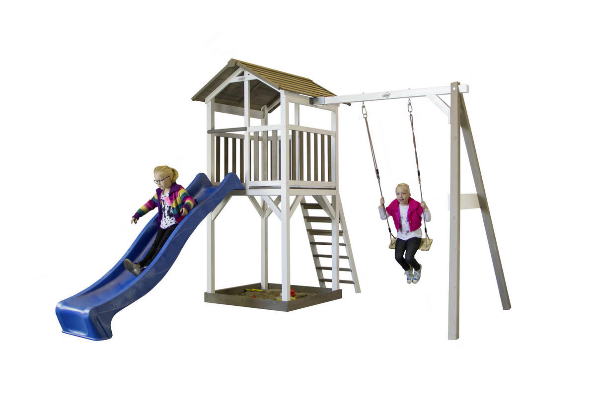 SPIELHAUS 277/242/349 cm SPIELHAUS BEACH TOWER SWING  - Blau/Weiß, Basics, Holz/Kunststoff (277/242/349cm) - Ambia Garden