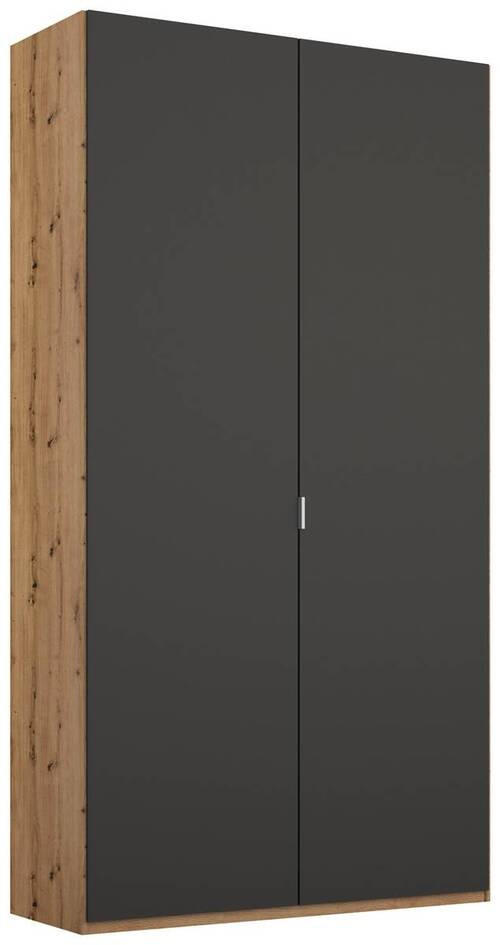 DREHTÜRENSCHRANK 2-türig Graphitfarben, Eichefarben  - Eichefarben/Alufarben, Trend, Holzwerkstoff/Metall (101/223/60cm) - Stylife