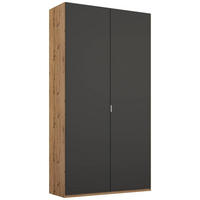 ARMOIRE À PORTES BATTANTES in Graphitfarben, Eichefarben  - Eichefarben/Alufarben, Trend, Holzwerkstoff/Metall (101/223/60cm) - Stylife