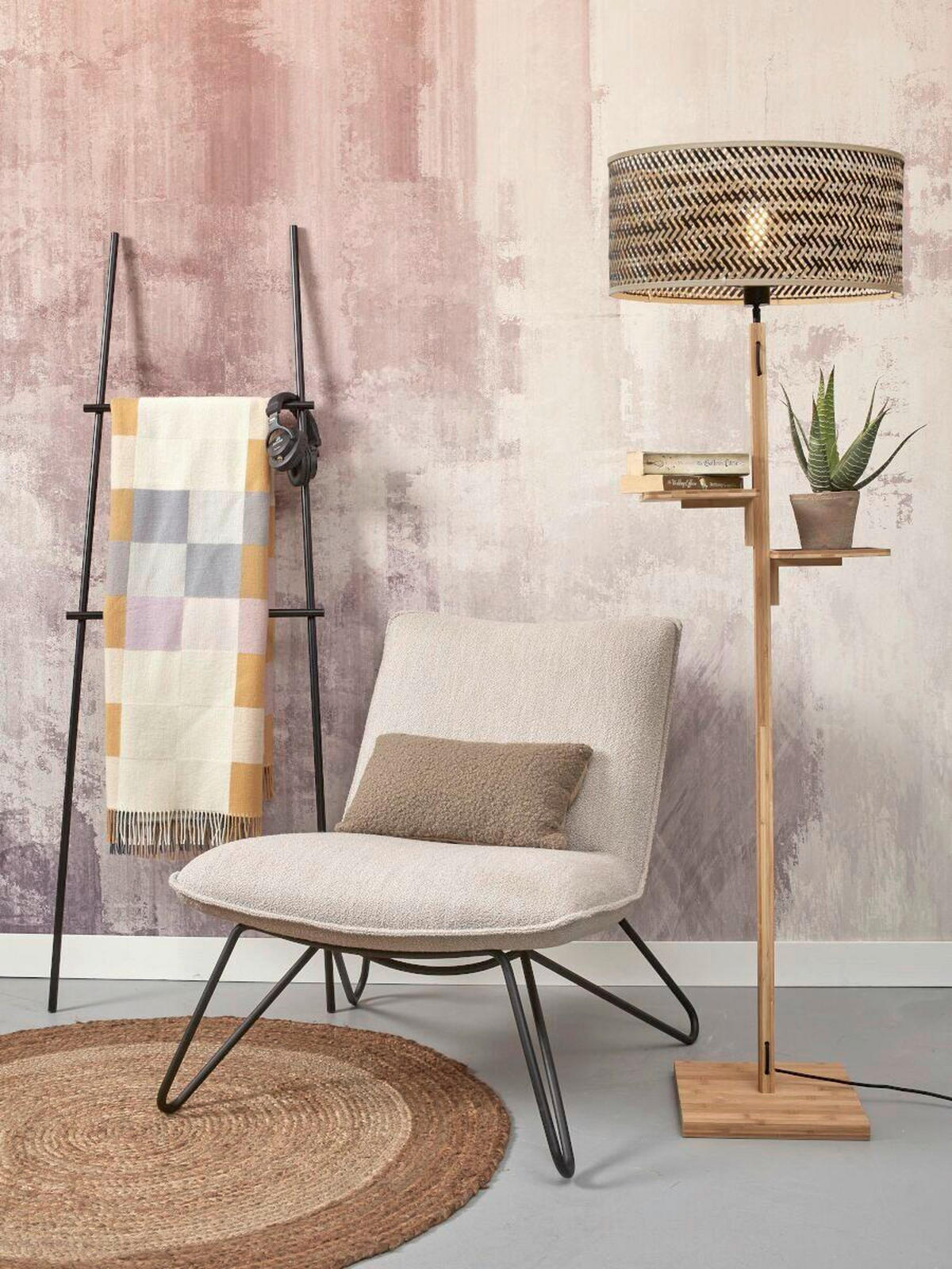 STOJACÍ LAMPA, 50/50/158 cm - černá/přírodní barvy, Trend (50/50/158cm) - Good & Mojo