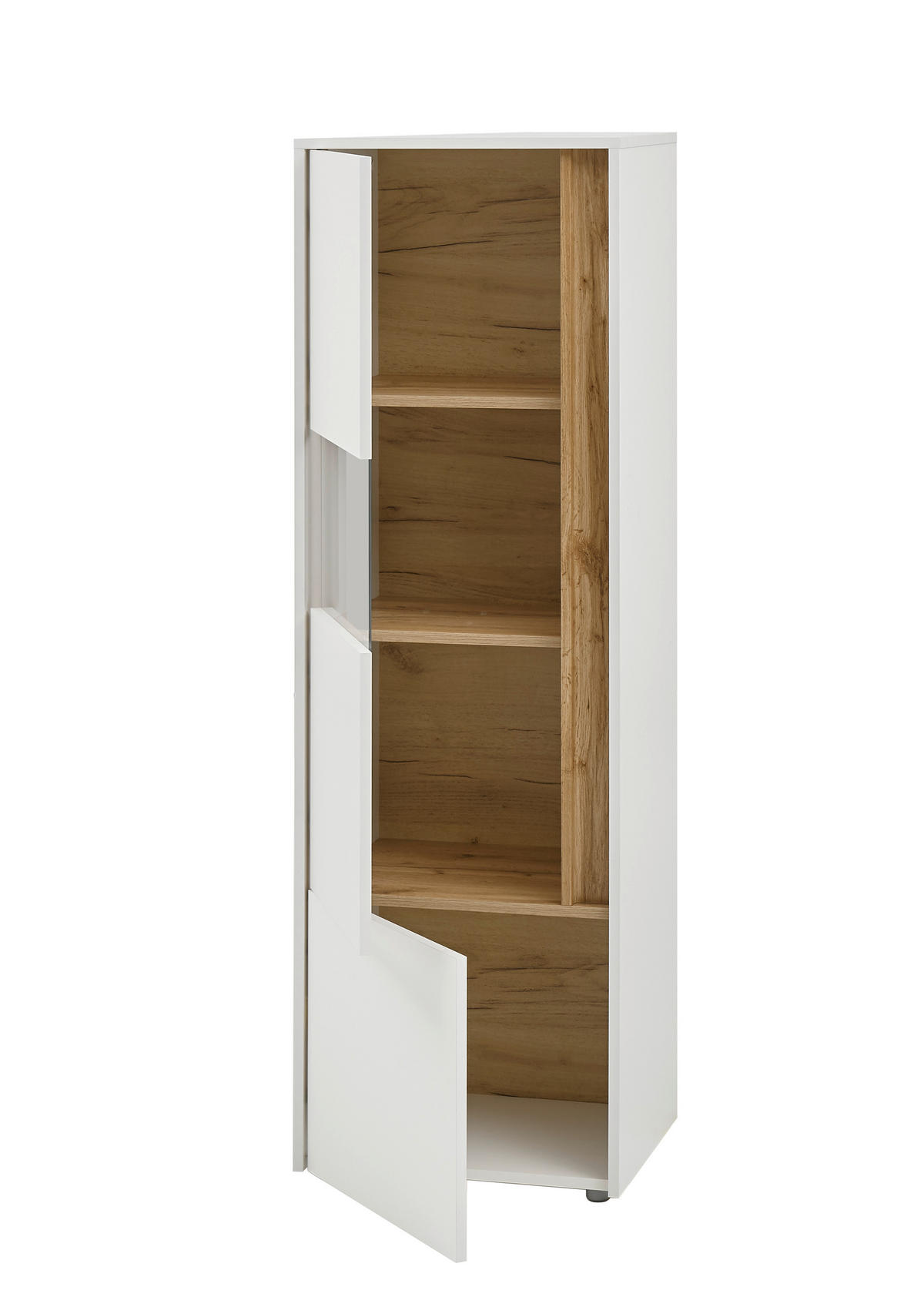 VITRINE  in Weiß, Eiche Wotan  - Eiche Wotan/Schwarz, Design, Holzwerkstoff/Kunststoff (50/157/40cm) - Modante