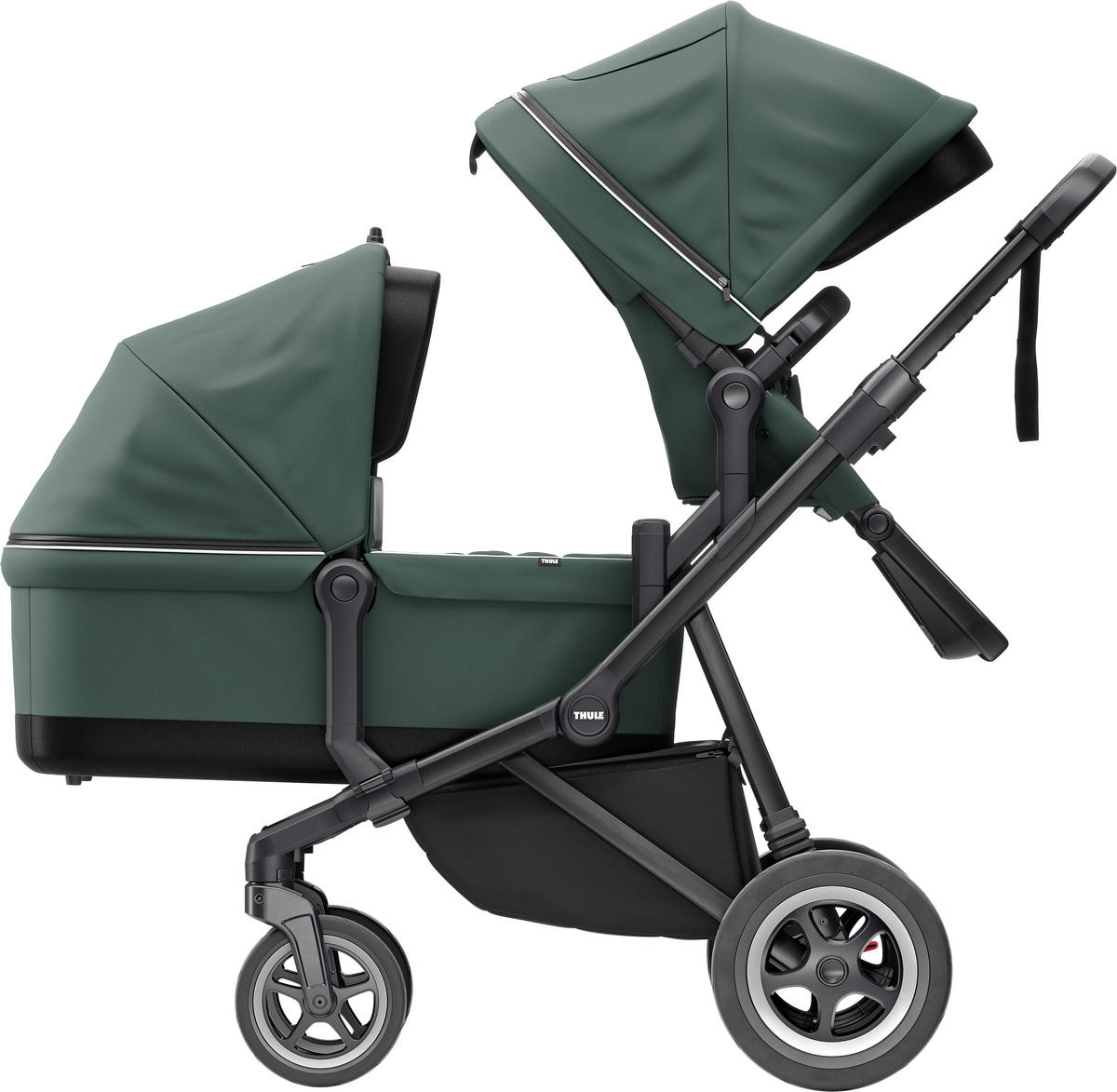 KINDERWAGENSET  Sleek  Mallard Green  - Schwarz/Grün, Trend, Textil/Metall (61/85/109cm) - Thule