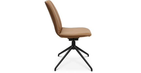 STUHL Echtleder Schwarz, Cognac - Cognac/Schwarz, Design, Leder/Metall (46/81,5-84,5/55cm) - Johann Jakob