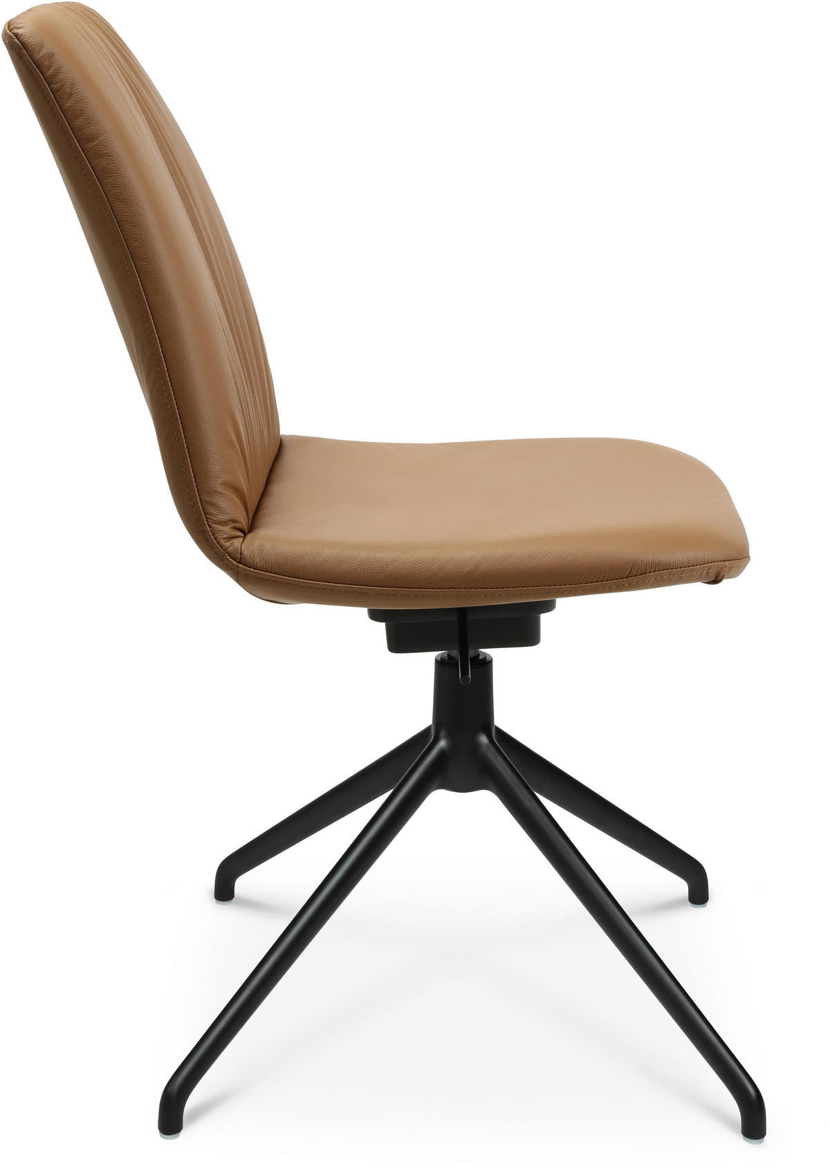 STUHL Echtleder Schwarz, Cognac  - Cognac/Schwarz, Design, Leder/Metall (46/81,5-84,5/55cm) - Johann Jakob