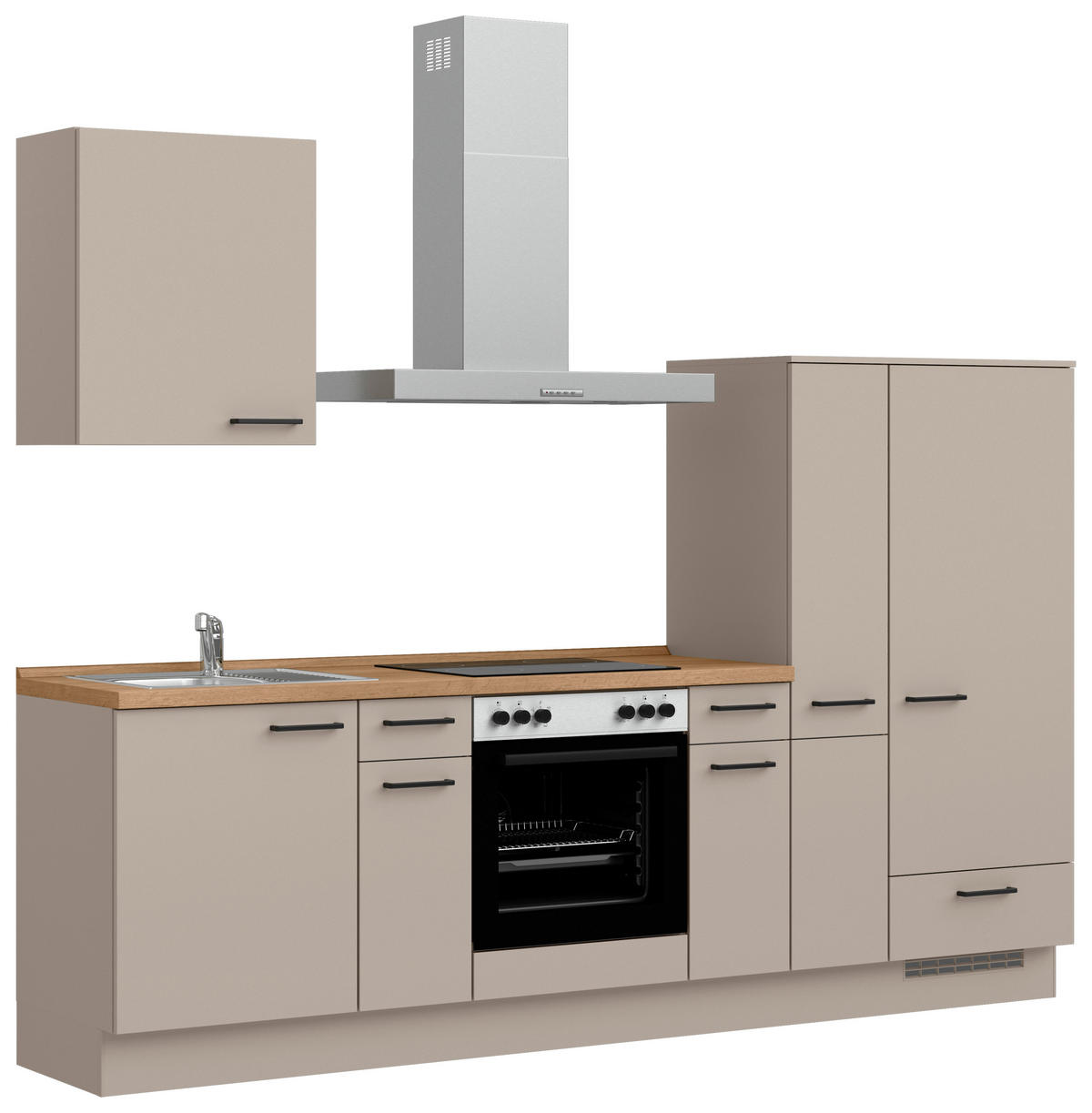 KÜCHENBLOCK Easytouch 270 cm  in Eichefarben, Sandfarben  - Sandfarben/Eichefarben, MODERN, Holzwerkstoff/Metall (270cm) - Nobilia