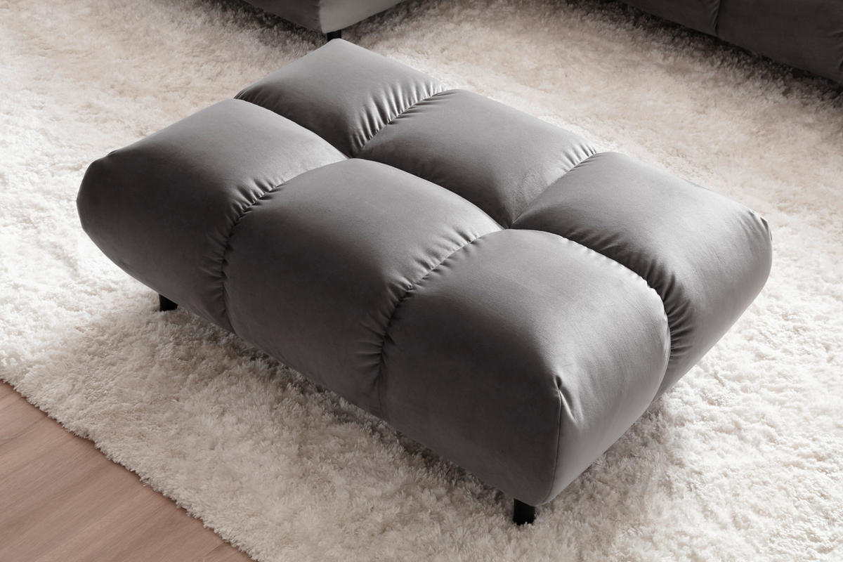 HOCKERBANK 108/41/73 cm Velours Grau Holz  - Schwarz/Grau, Design, Holz/Textil (108/41/73cm) - Pure Home Lifestyle