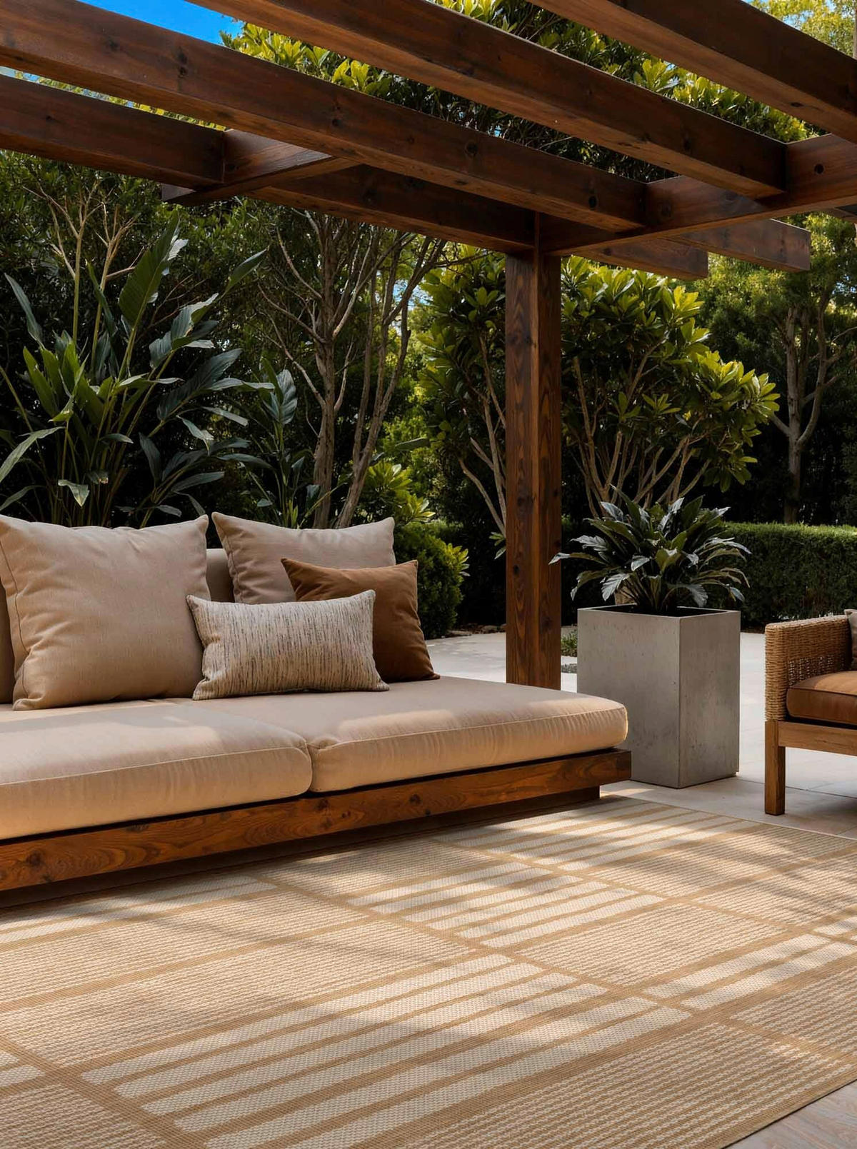 FLACHWEBETEPPICH 200/300 cm Haringey Weiß, Sandfarben rechteckig  - Sandfarben/Weiß, Design, Kunststoff (200/300cm)