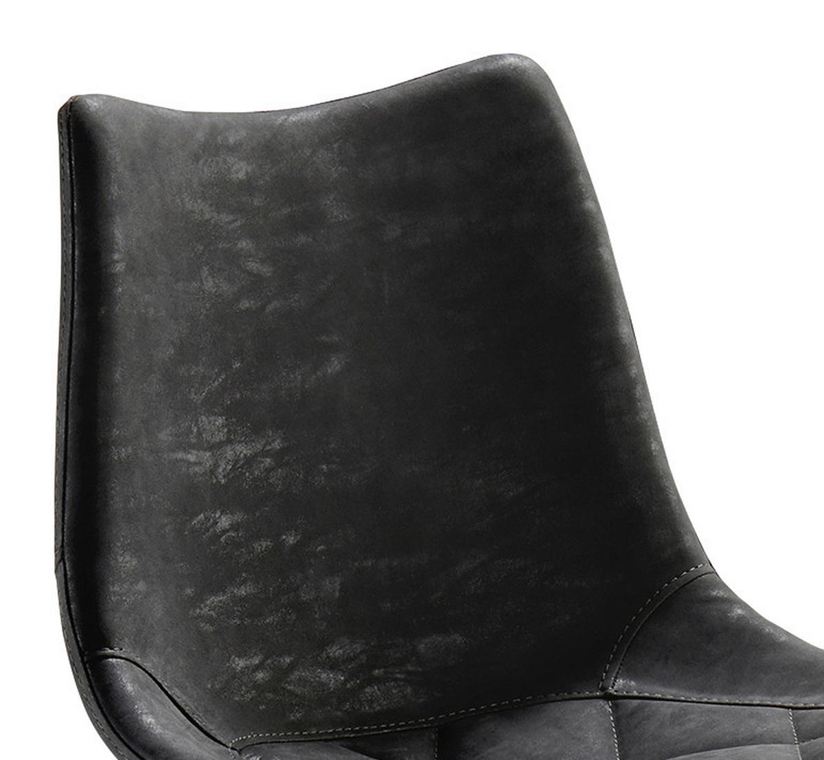 BARHOCKER Lederlook Schwarz Edelstahl Buche Schichtholz Sitzfläche 360° drehbar, abwischbar  - Edelstahlfarben/Schwarz, KONVENTIONELL, Holz/Textil (43/85-110/50cm) - Livetastic