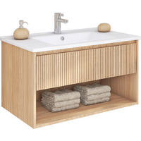 UMIVAL. ENOTA Z UMIVALNIKOM 80/50/46 cm  - barve hrasta/bela, Moderno, leseni material/keramika (80/50/46cm) - Ti'me