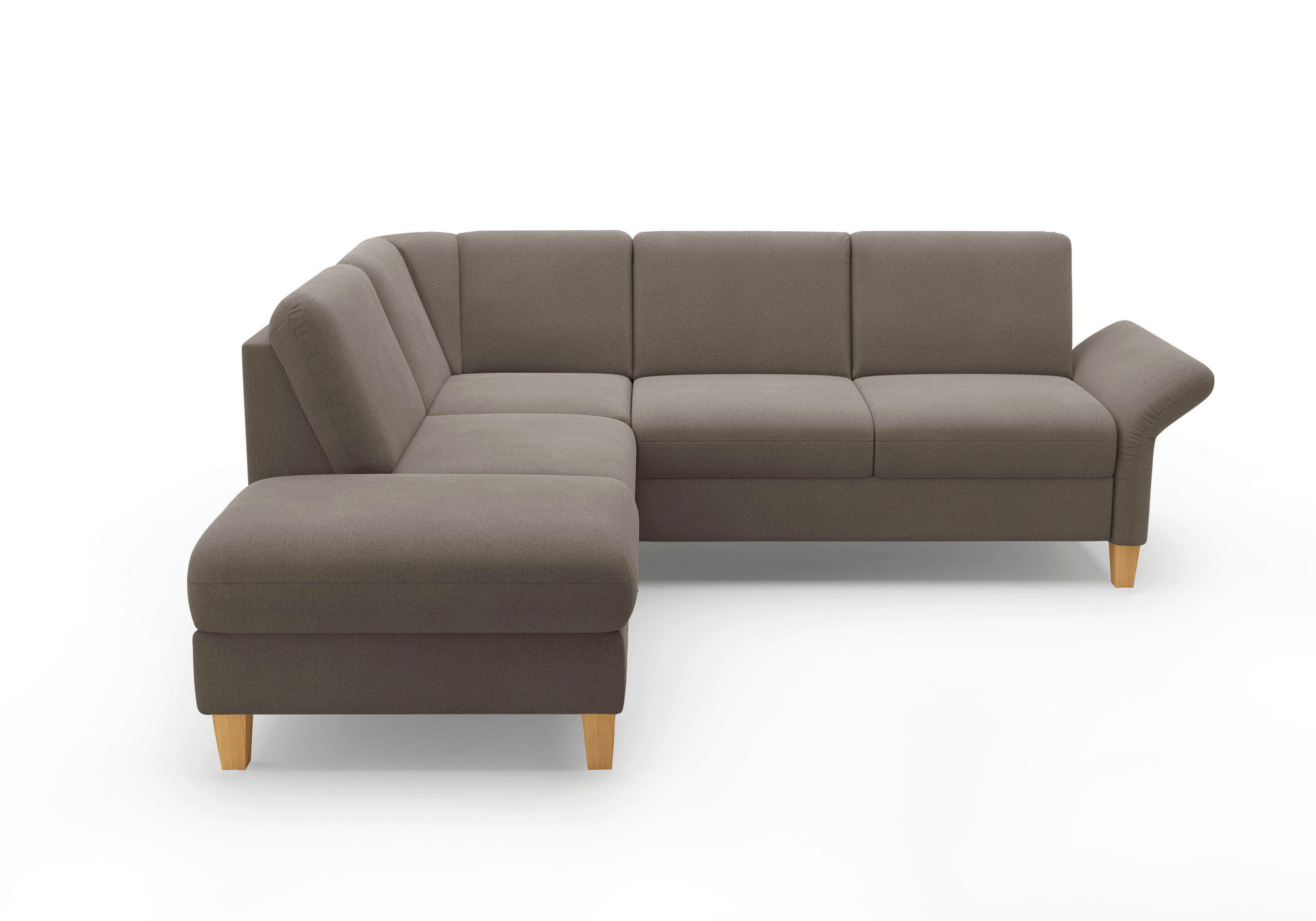 ECKSOFA ROCHELLE E Schlammfarben Flachgewebe  - Schlammfarben/Eichefarben, KONVENTIONELL, Holz/Textil (216/240cm) - Sit & More