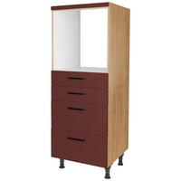 GERÄTEUMBAUSCHRANK 60/168/58 cm  in Rot, Eichefarben  - Eichefarben/Rot, MODERN, Holzwerkstoff/Metall (60/168/58cm) - Nobilia