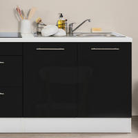 KÜCHENBLOCK 270 cm   in Schwarz, Weiss  - Weiss/Edelstahlfarben, Konventionell, Holzwerkstoff/Metall (270cm) - Respekta