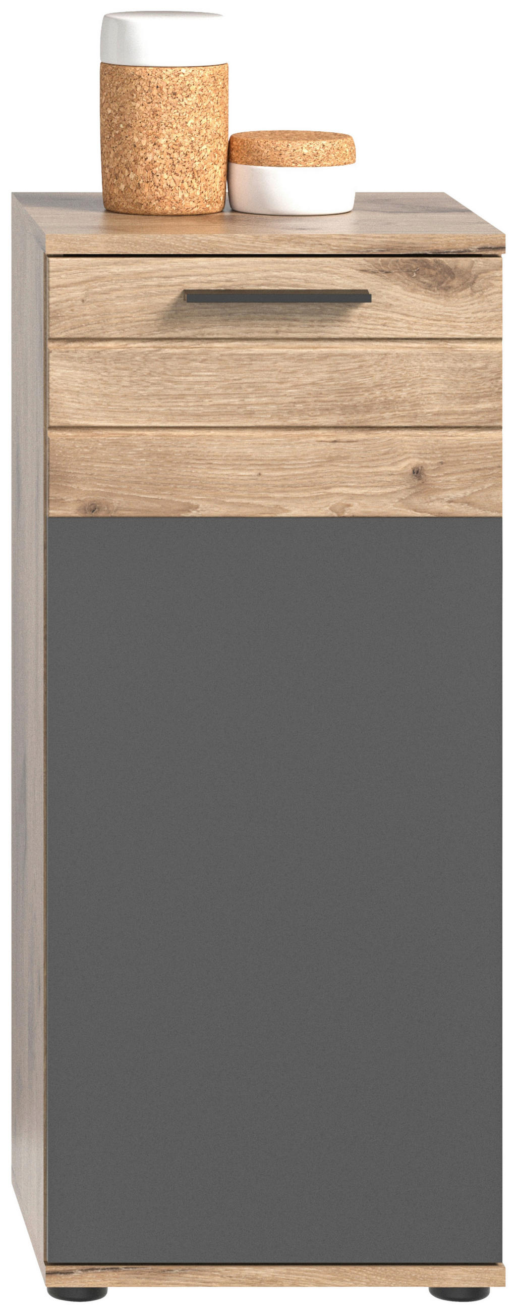 BADEZIMMER 4-teilig  in 97 cm  - Eichefarben/Schwarz, MODERN, Glas/Holzwerkstoff (97cm) - MID.YOU