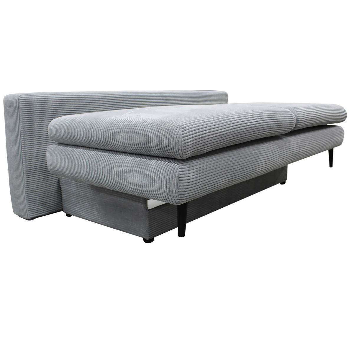SCHLAFSOFA  mit Cord Hellgrau  - Hellgrau/Schwarz, Design, Holz/Textil (202/85/99cm) - P & B
