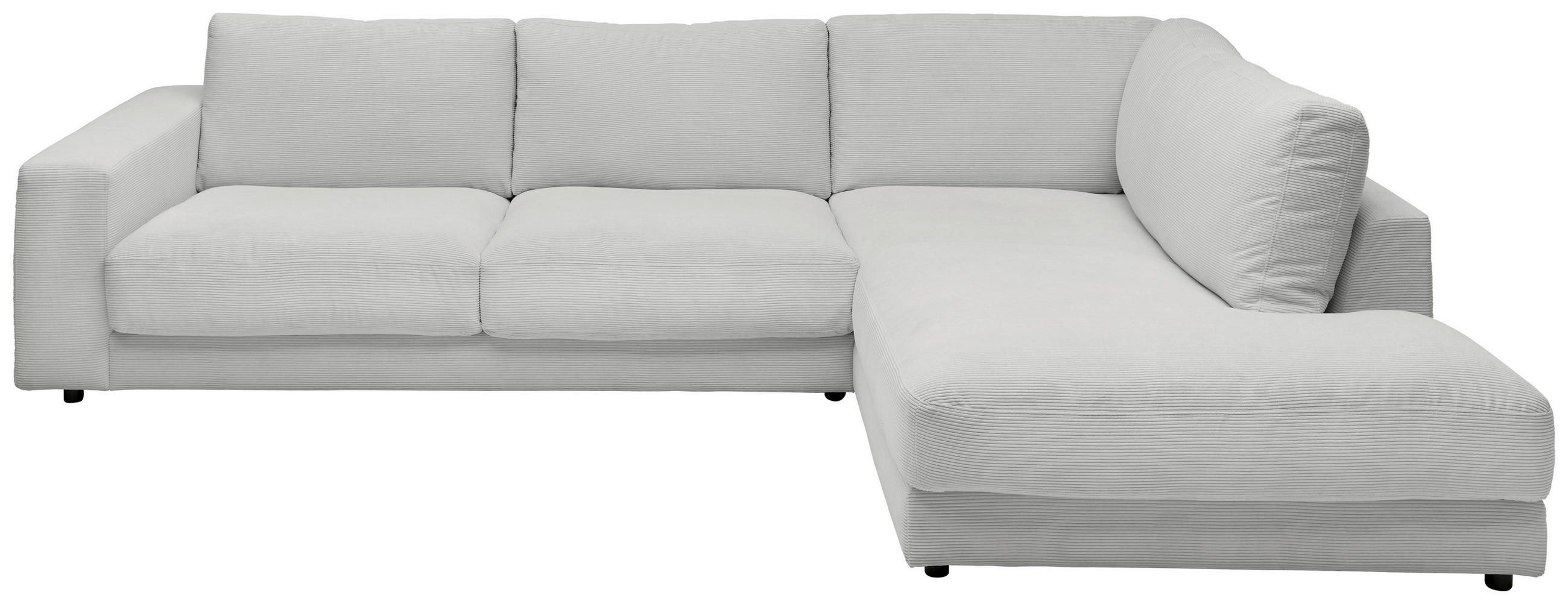 ECKSOFA in Feincord Hellgrau  - Hellgrau/Schwarz, Design, Kunststoff/Textil (325/224cm) - Hom`in