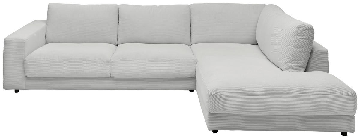 ECKSOFA in Feincord Hellgrau  - Hellgrau/Schwarz, Design, Kunststoff/Textil (325/224cm) - Hom`in