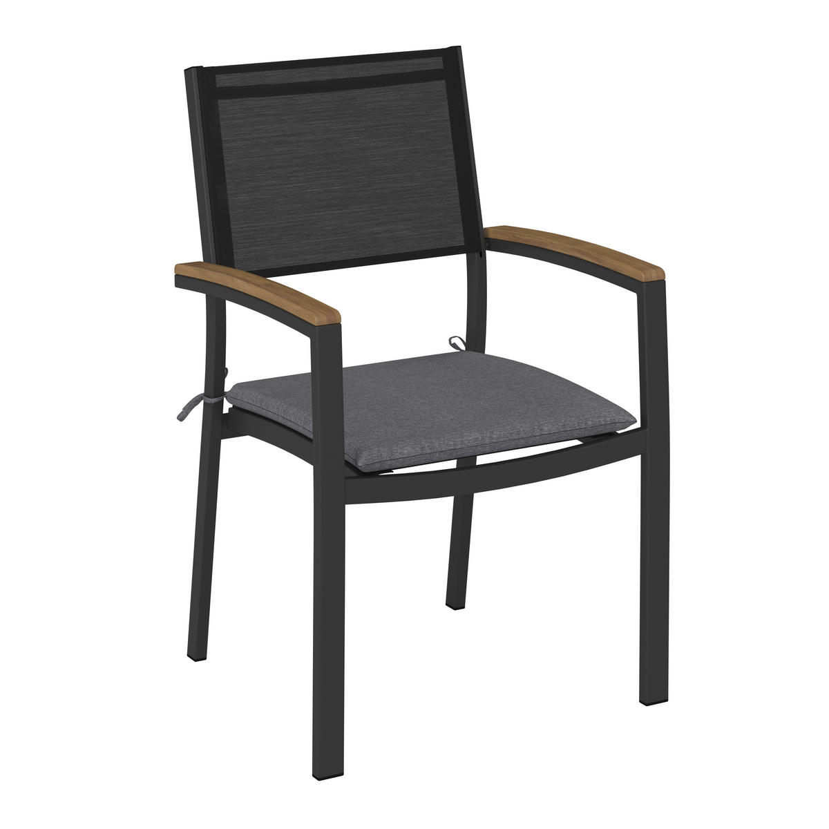 STAPELSESSEL in Holz, Metall Grau  - Grau/Teakfarben, KONVENTIONELL, Holz/Textil (58/90/59cm) - Ambia Garden