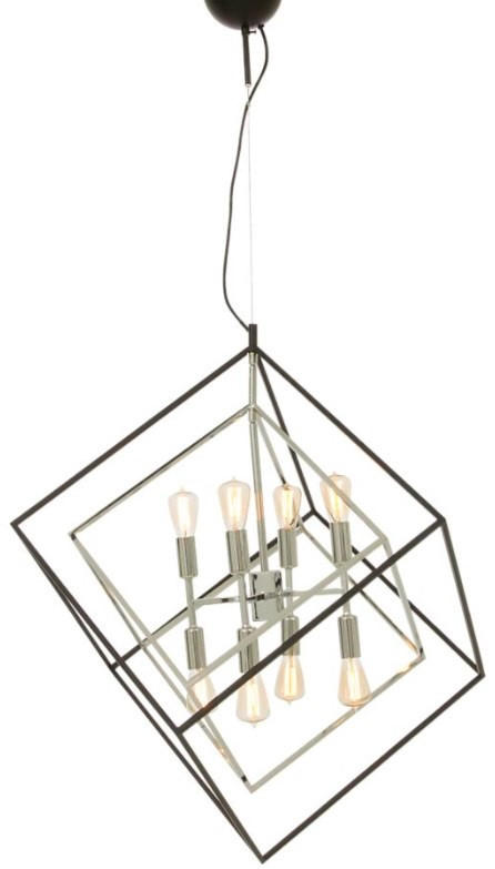 HÄNGLAMPA 75/76/75 cm  - kromfärg/svart, Klassisk, metall (75/76/75cm)
