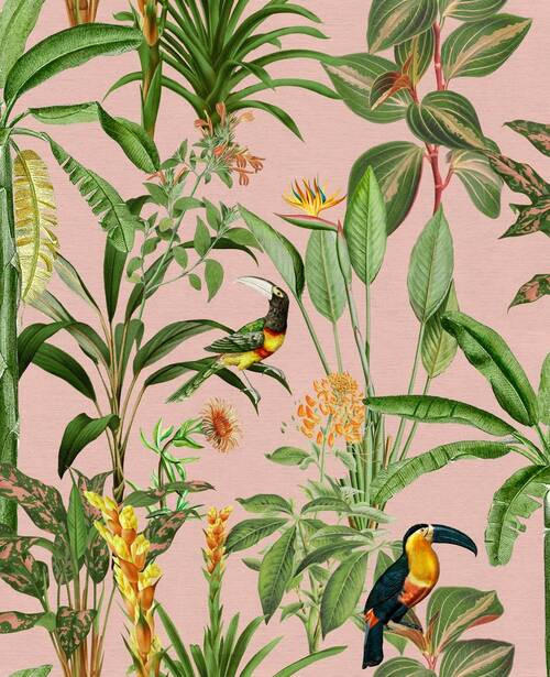 Xora Vliestapete Gelb, Grün, Mehrfarbig, Pink 52x1005 cm