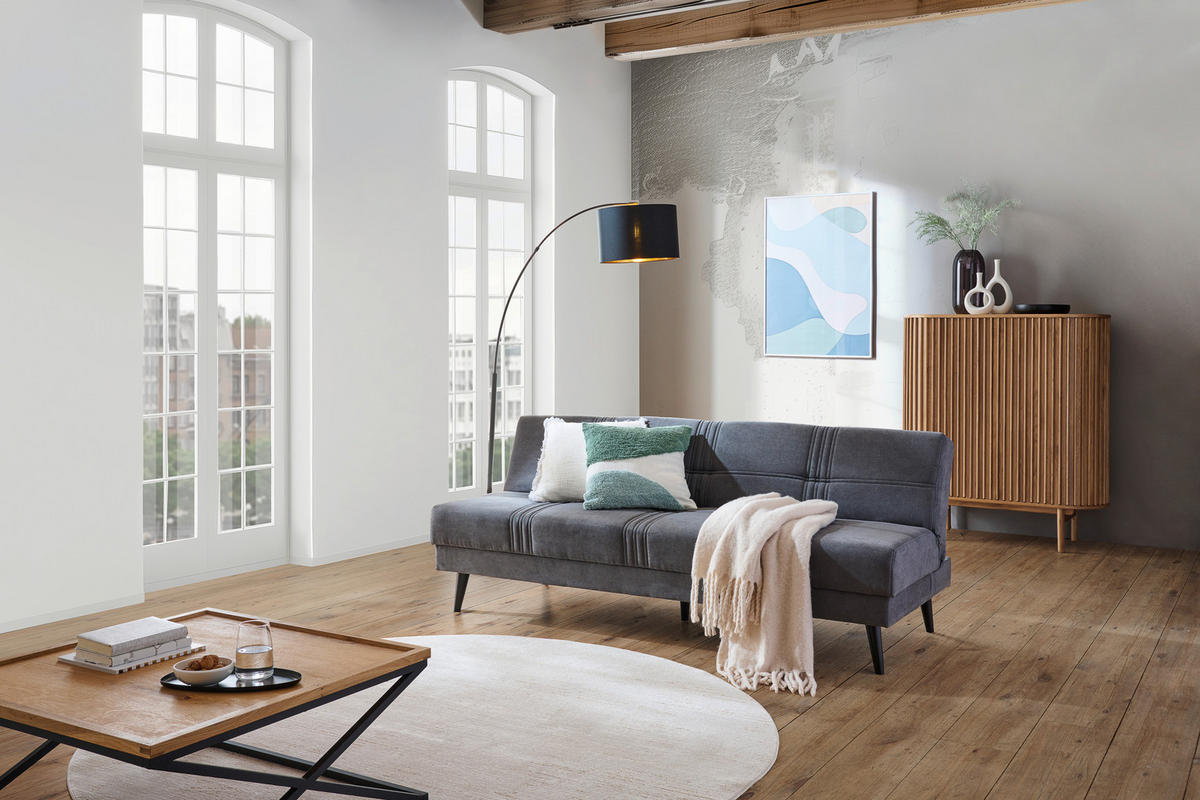 SCHLAFSOFA in Textil Grau  - Schwarz/Grau, Modern, Holz/Textil (192/80/83cm) - Ti'me