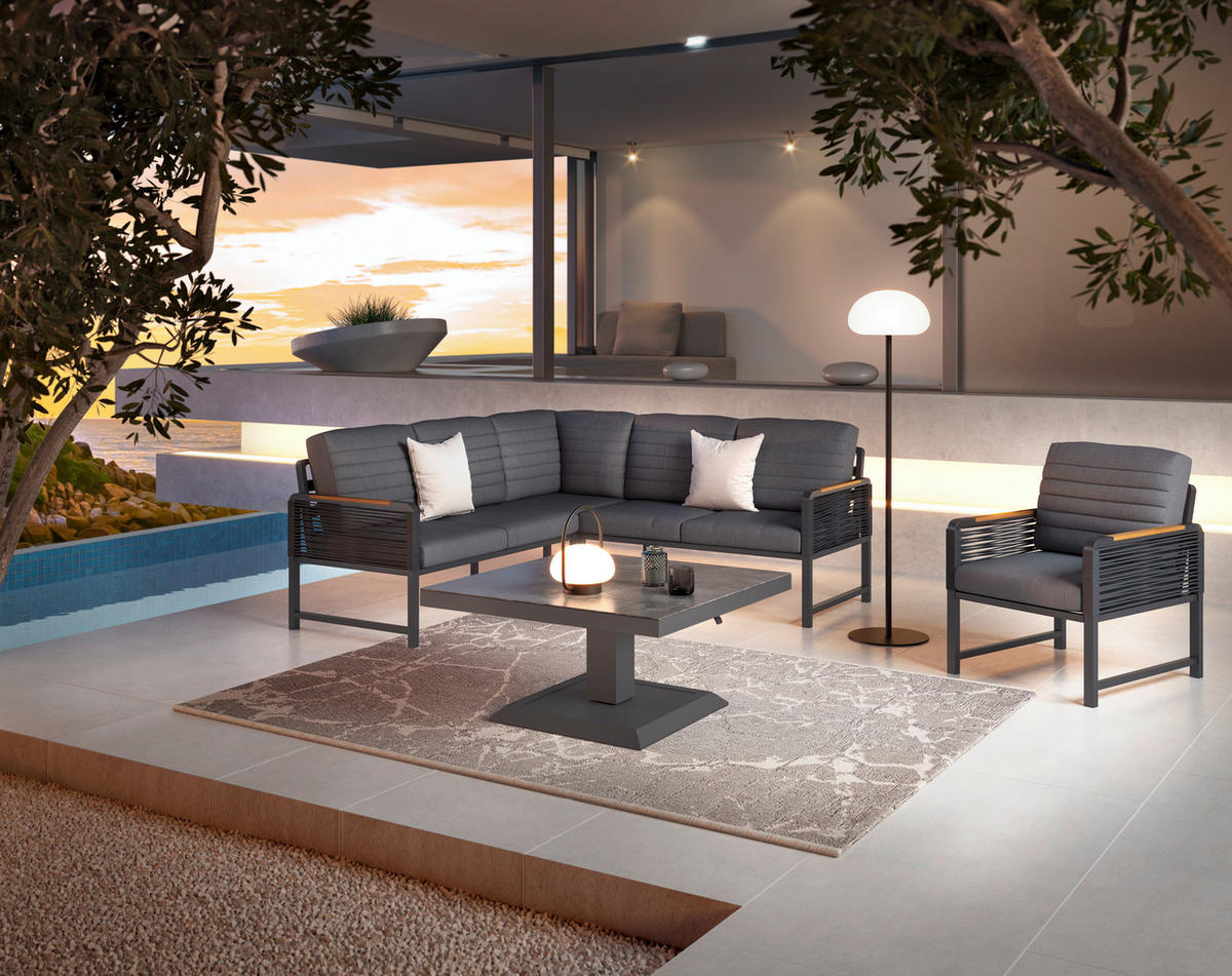 LOUNGE FOTELJA  tamno siva   - tamno siva/smeđa, Moderno, metal/tekstil (64/72/73cm) - Ambia Garden