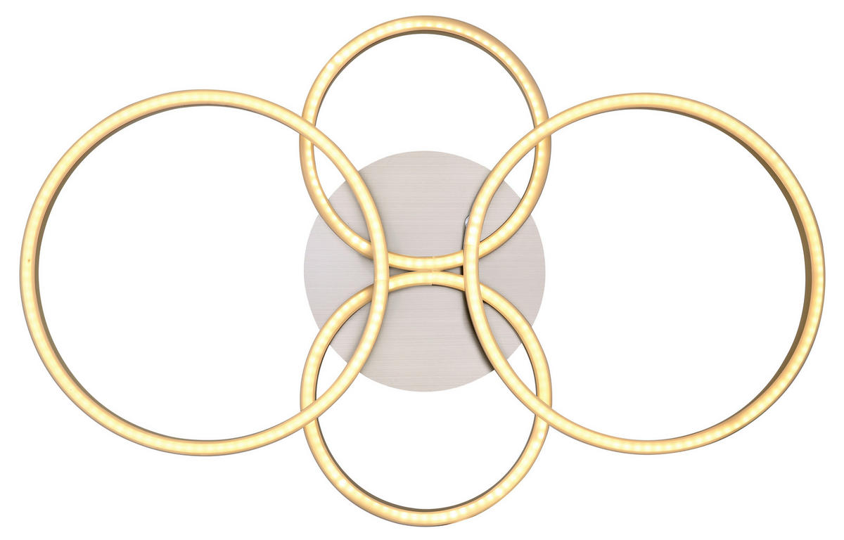 LED-DECKENLEUCHTE 40 W    65,5/40,6/7,5 cm  - Opal/Nickelfarben, Basics, Kunststoff/Metall (65,5/40,6/7,5cm) - Globo