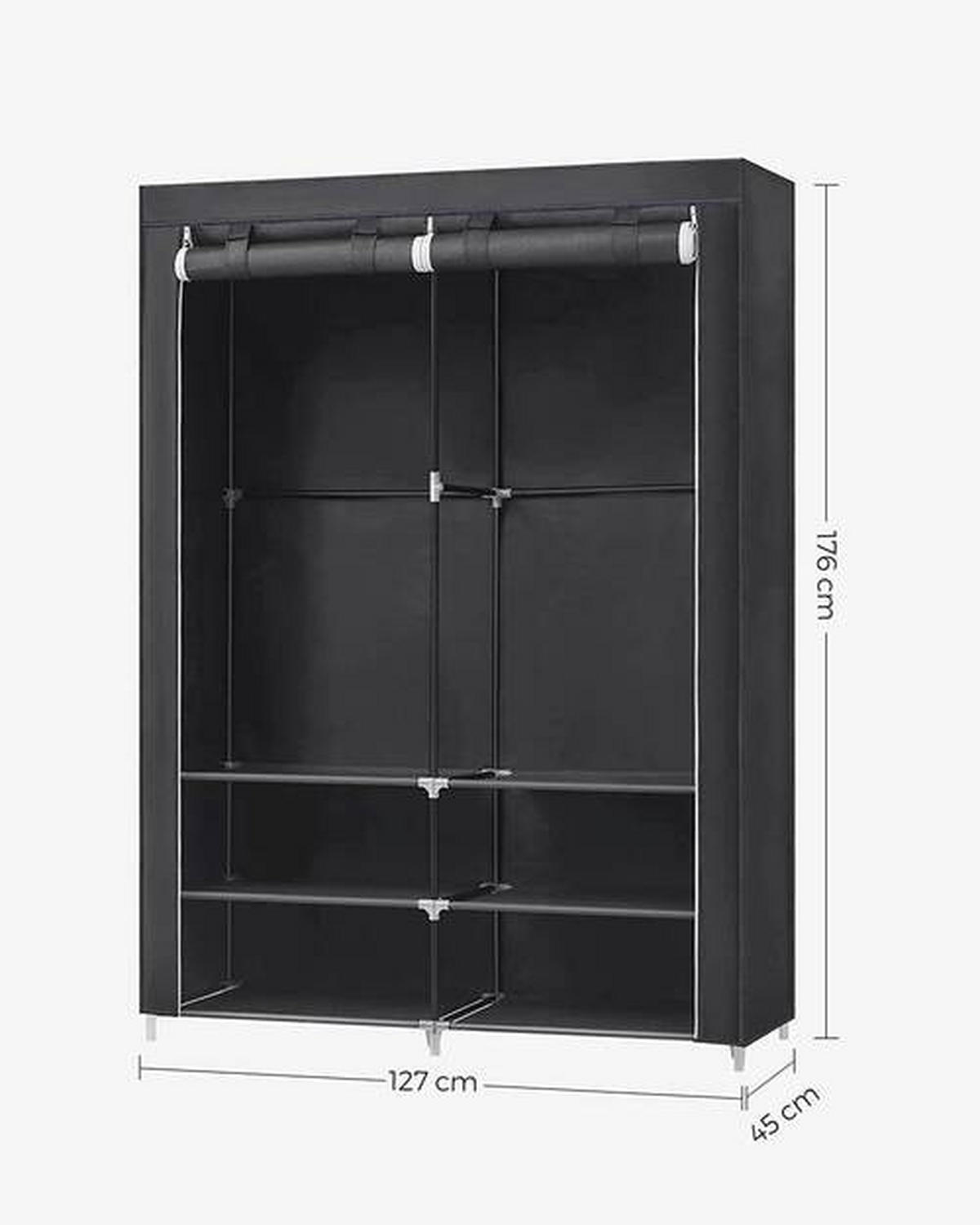 STOFFSCHRANK Grau  - Grau, Trend, Kunststoff/Textil (127/176/45cm) - Boxxx