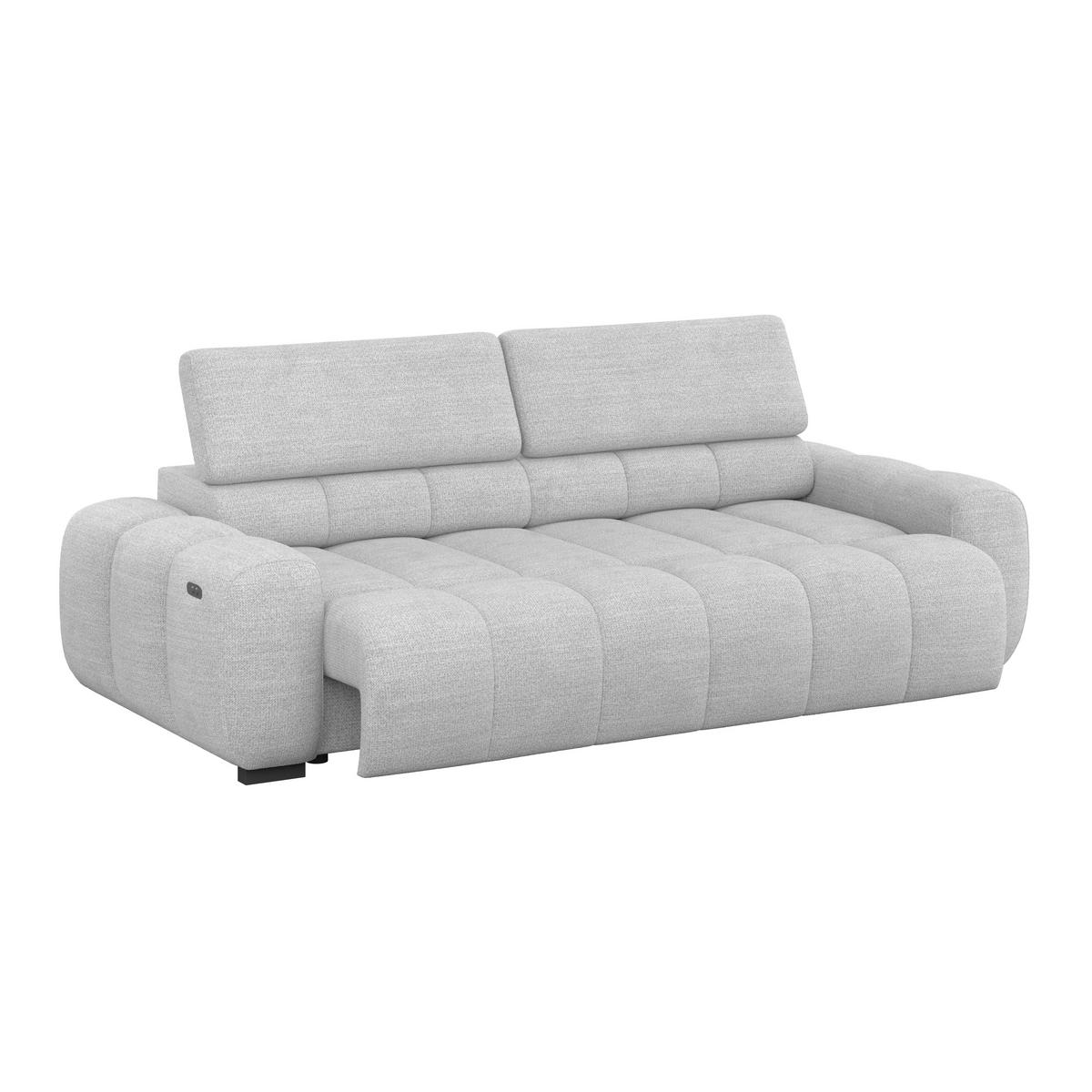 BIGSOFA Webstoff Hellgrau  - Hellgrau/Schwarz, Design, Kunststoff/Textil (248/77-97/108cm) - Welnova
