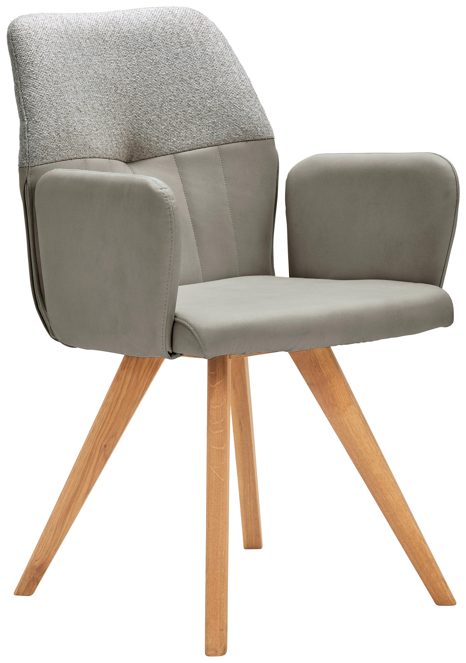 ARMLEHNSTUHL in Lederlook, Webstoff - Eichefarben/Grau, Konventionell, Holz/Textil (57/87/63cm) - Valdera