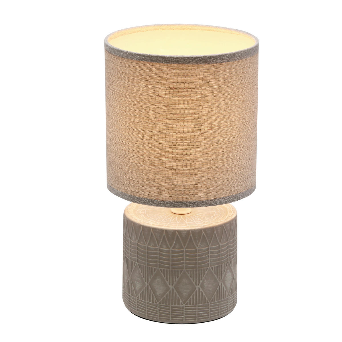 TISCHLEUCHTE 14/14/26 cm   - Grau, KONVENTIONELL, Textil/Metall (14/14/26cm)