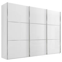 SCHWEBETÜRENSCHRANK in Weiss  - Chromfarben/Weiss, Konventionell, Glas/Holzwerkstoff (280/222/68cm) - Moderano