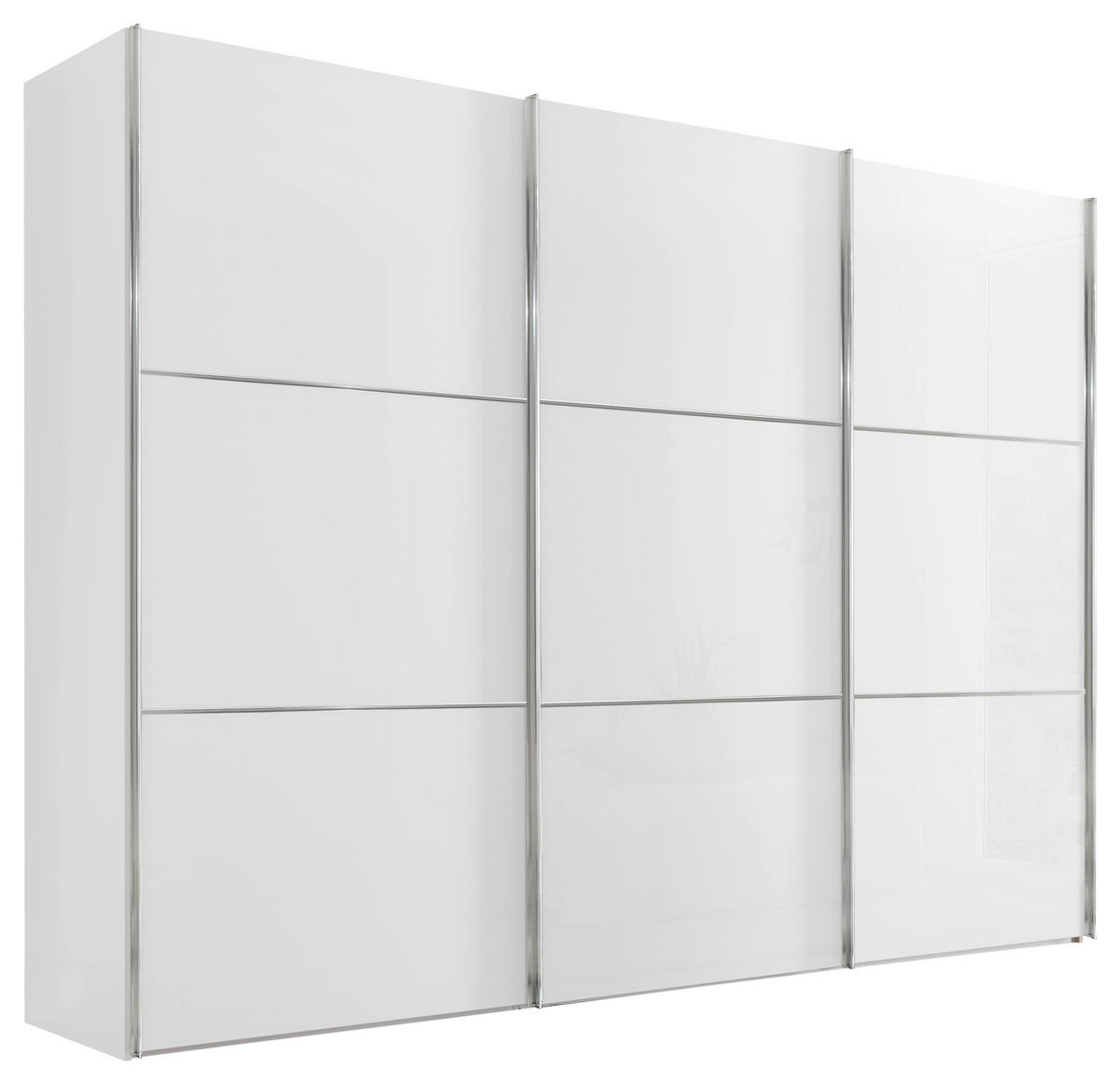 SCHWEBETÜRENSCHRANK in Weiss  - Chromfarben/Weiss, Konventionell, Glas/Holzwerkstoff (280/222/68cm) - Moderano