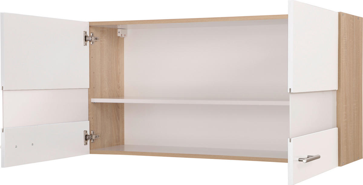 VÄGGSKÅP 110/56,1/34,6 cm  i vit, ekfärgad  - vit/silver, Basics, metall/trämaterial (110/56,1/34,6cm) - Respekta