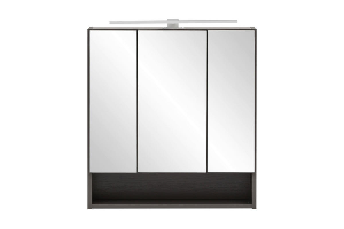 SPIEGELSCHRANK 60/64/20 cm  - Alufarben/Graphitfarben, Natur, Glas/Holzwerkstoff (60/64/20cm) - Xora