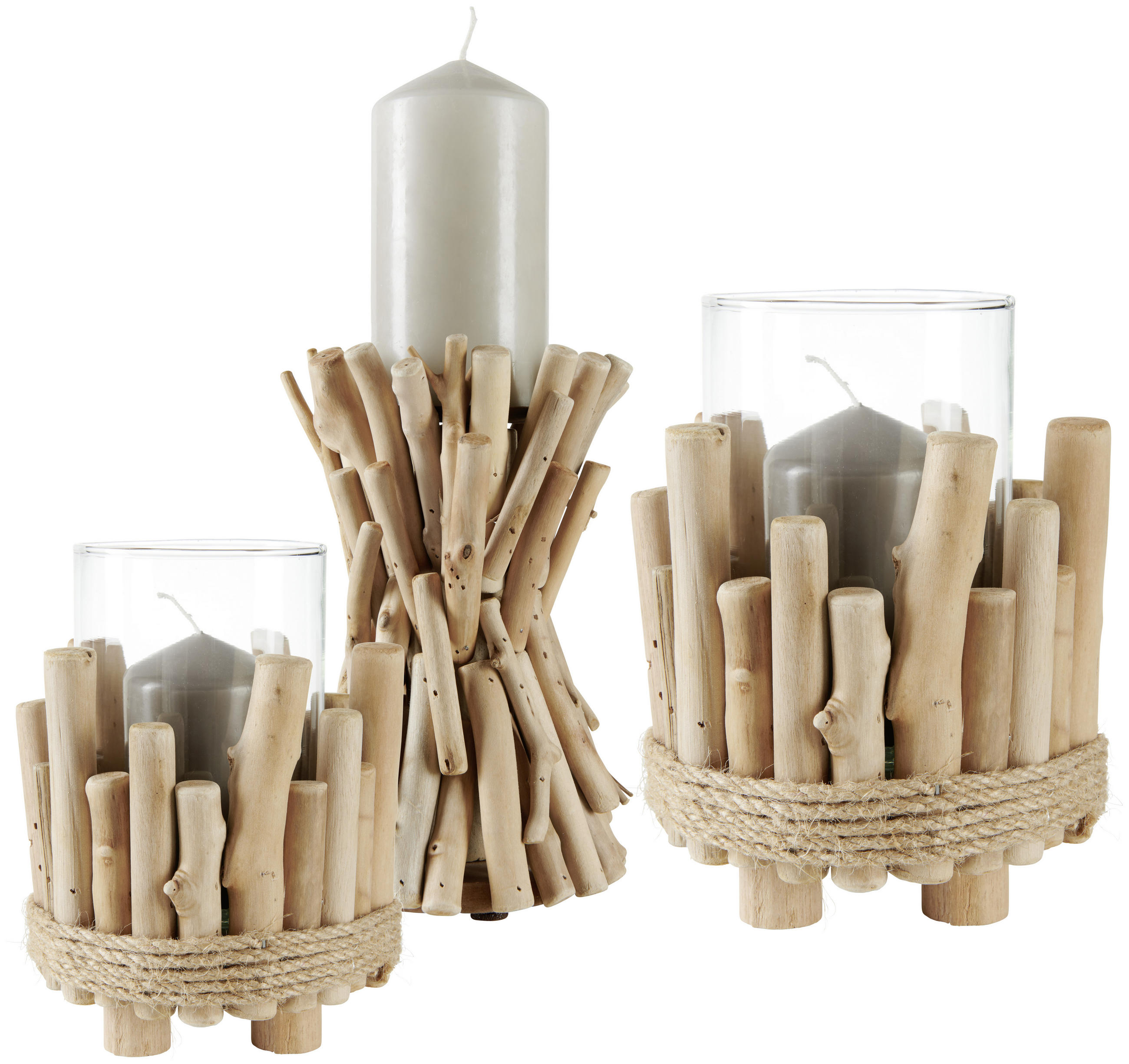WINDLICHT - Naturfarben, Natur, Glas/Holz (14,5/18cm) - Ambia Home