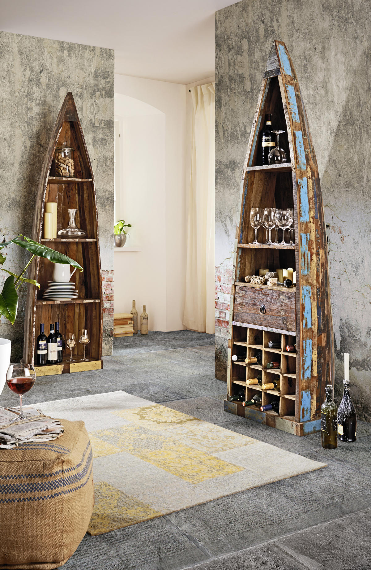 BOOTSREGAL  58/205/45 cm Braun  - Braun, Lifestyle, Holz (58/205/45cm) - Landscape