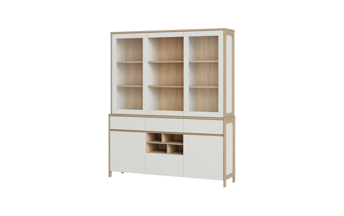 BUFFET 164/195/39 cm  in Weiß  - Eichefarben/Weiß, Design, Holzwerkstoff (164/195/39cm) - MID.YOU