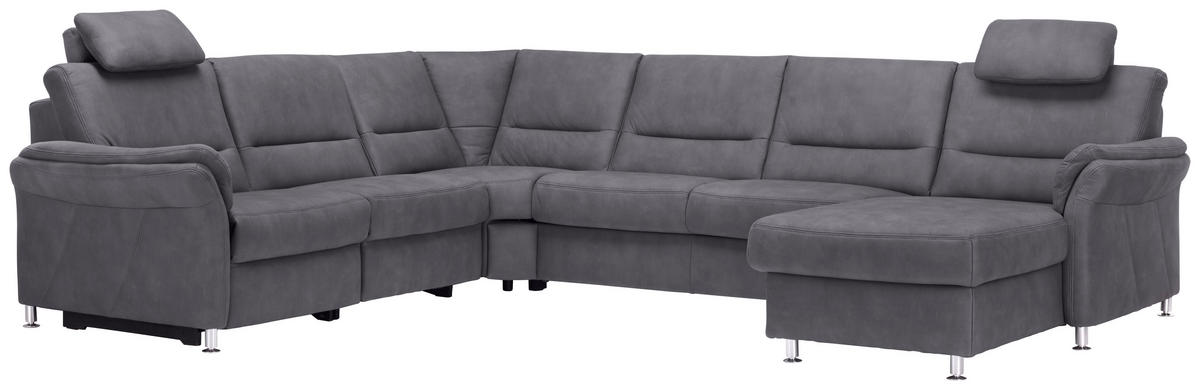 WOHNLANDSCHAFT in Mikrofaser Grau  - Alufarben/Grau, KONVENTIONELL, Textil/Metall (262/335/173cm) - Beldomo System