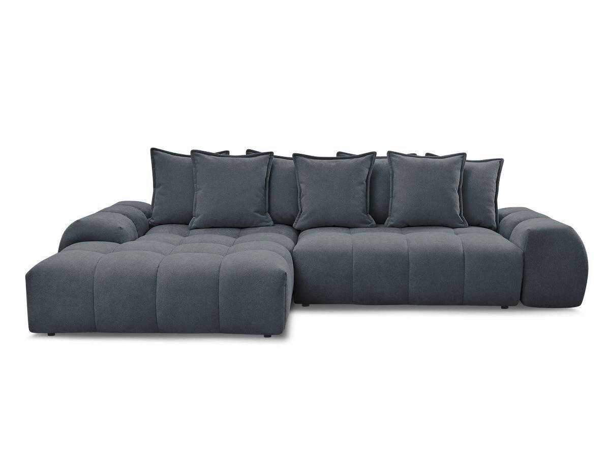 ECKSCHLAFSOFA EVEREST  mit Rücken echt, Armteil links, Armteil rechts Struktur Dunkelblau  - Schwarz/Dunkelblau, MODERN, Kunststoff/Textil (180/318cm) - Livetastic