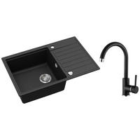 SPÜLENSET  - Schwarz, Basics, Stein/Metall (78/20/50cm) - Visiona
