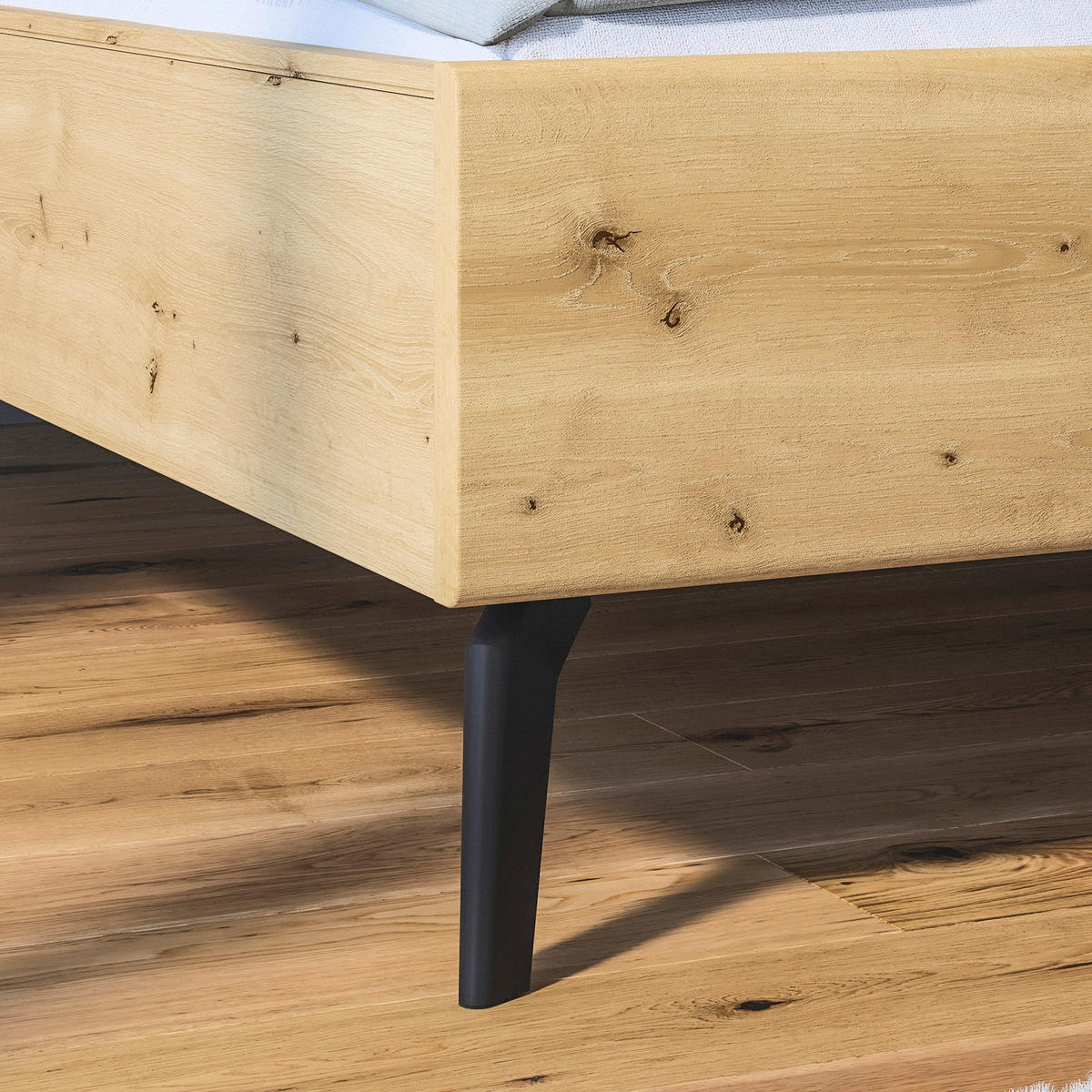 BETT 180/200 cm,  in Eichefarben, Champagner,  - Champagner/Eichefarben, Design, Holz/Textil (180/200cm) - Novel