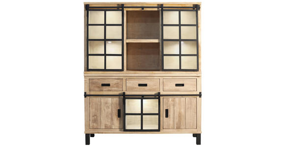 BUFFET 145/180/42 cm  in  - Graubraun/Schwarz, LIFESTYLE, Glas/Holz (145/180/42cm) - Landscape