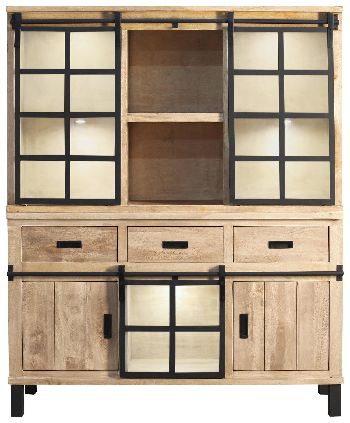 BUFFET 145/180/42 cm  in  - Graubraun/Schwarz, LIFESTYLE, Glas/Holz (145/180/42cm) - Landscape