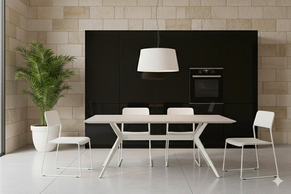 ESSTISCH Beige rechteckig   - Beige/Weiß, MODERN, Stein/Metall (90/180/76cm) - MID.YOU