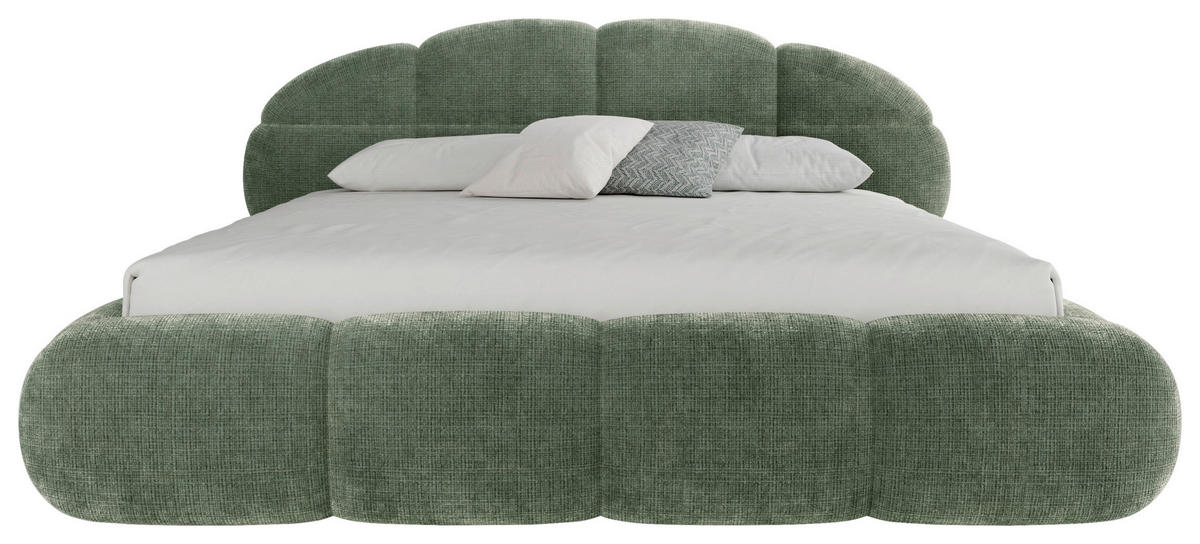 POLSTERBETT 180/200 cm,  in Grün, gepolstertes Kopfteil, Lattenrost, Bettkasten,  - Schwarz/Grün, Design, Holz/Textil (180/200cm) - Chameo
